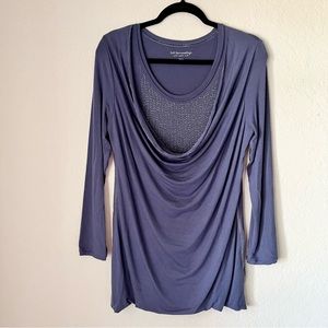 Soft Surroundings Drapey Cowl Neck Tunic Top Knit Pullover Sequin Detail Comfy M